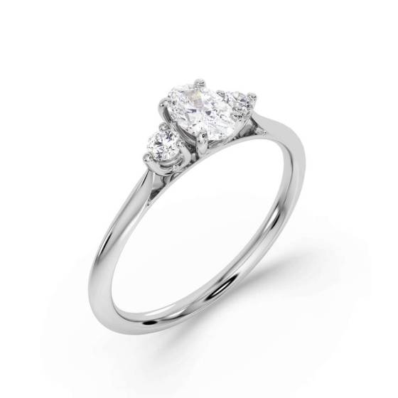 Oval and Round Trilogy Diamond Ring