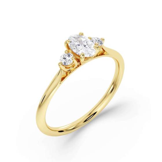 Oval and Round Trilogy Diamond Ring