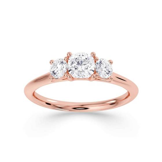 Cushion and Round Trilogy Diamond Ring