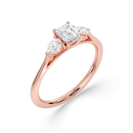 Radiant and Pear Trilogy Diamond Ring