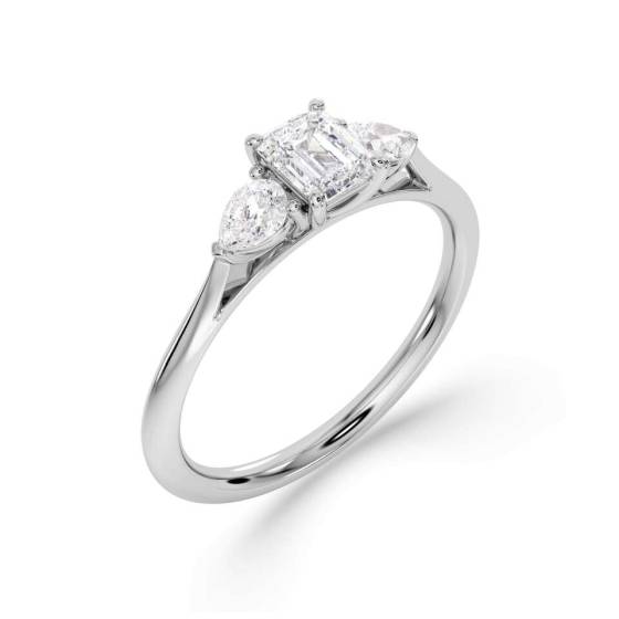 Radiant and Pear Trilogy Diamond Ring