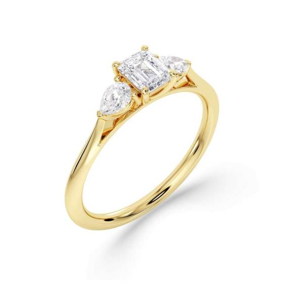 Radiant and Pear Trilogy Diamond Ring