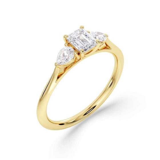 Radiant and Pear Trilogy Diamond Ring