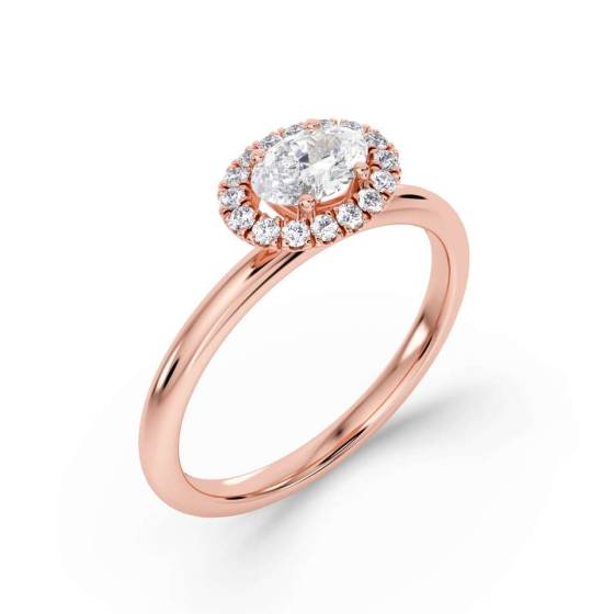 Oval Diamond Single Halo Ring