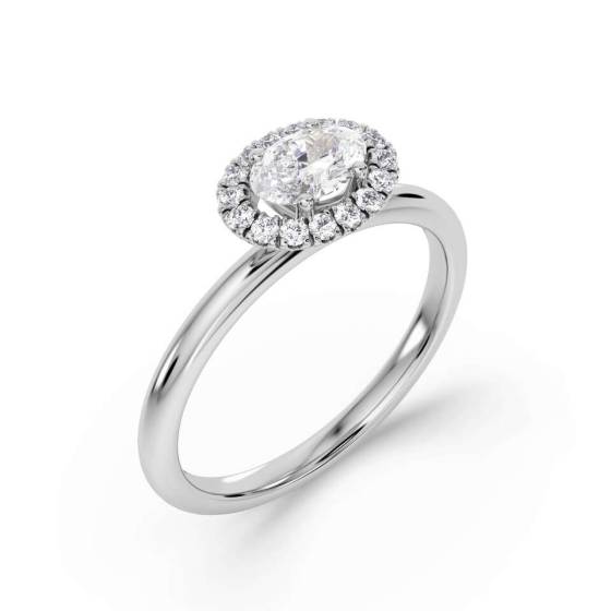 Oval Diamond Single Halo Ring