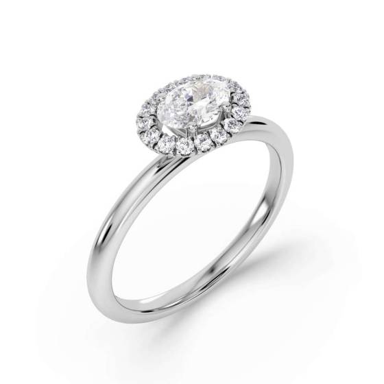 Oval Diamond Single Halo Ring