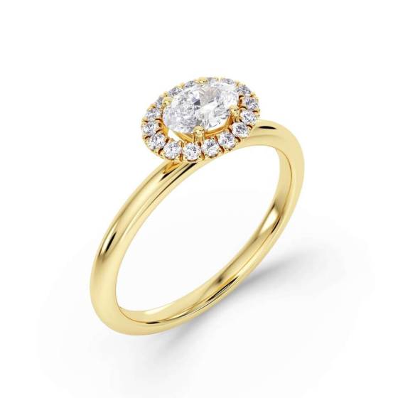 Oval Diamond Single Halo Ring
