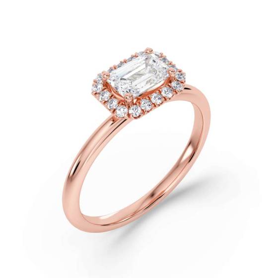 Emerald Diamond Single Halo Ring