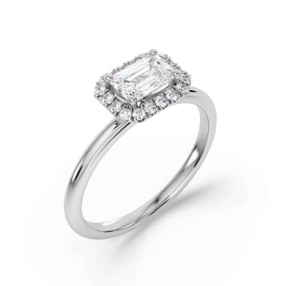 Emerald Diamond Single Halo Ring