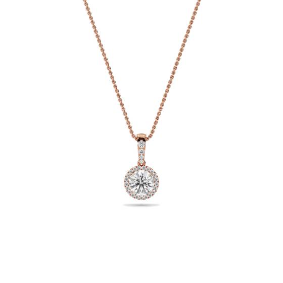 Round Diamond Single Halo Pendant