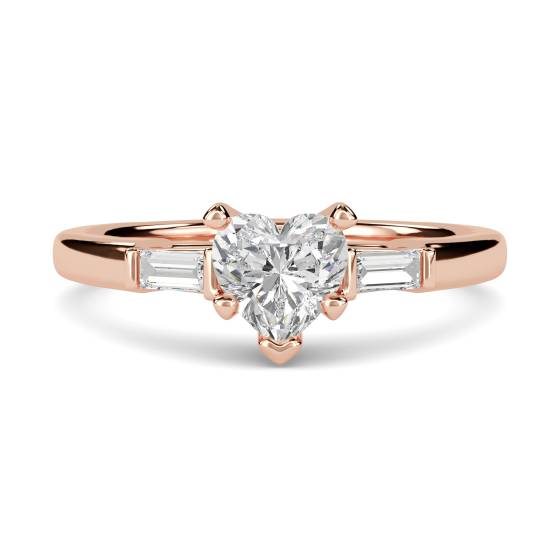 Modern Heart & Baguette Diamond Trilogy Ring
