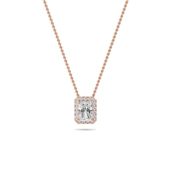 Radiant Shaped Diamond Single Halo Pendant