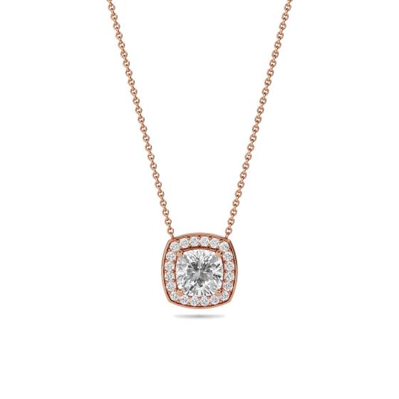 Cushion Shaped Diamond Single Halo Pendant