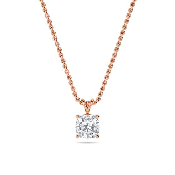 Modern Cushion Diamond Solitaire Pendant