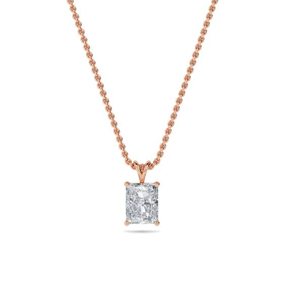 Modern Radiant Diamond Solitaire Pendant