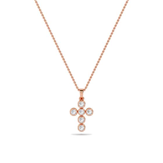Modern Round Diamond Cross Pendant