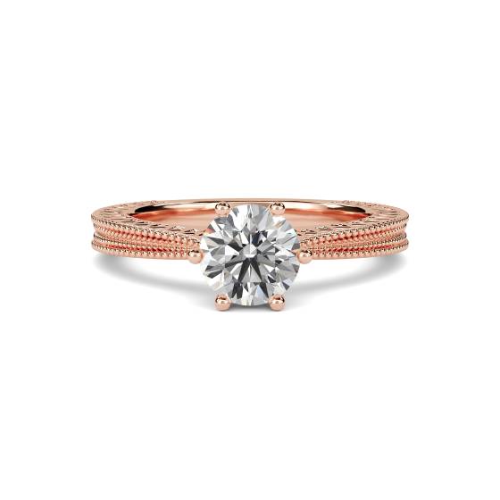 Unique Single Round Diamond Vintage Filgree Style Ring