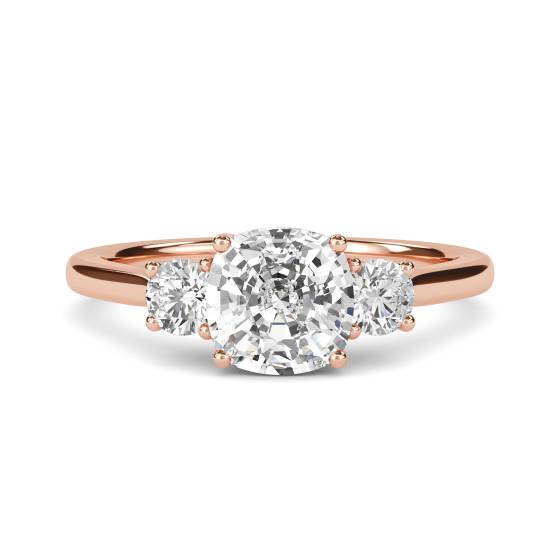Unique Cushion & Round Diamond Trilogy Ring