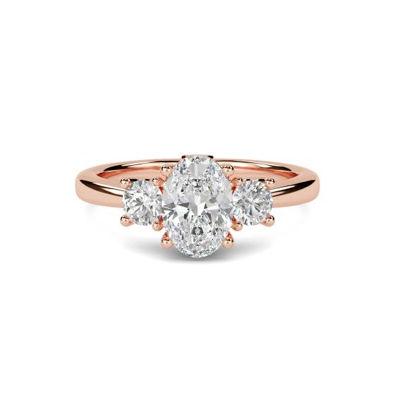Oval & Round Diamond Trilogy Ring