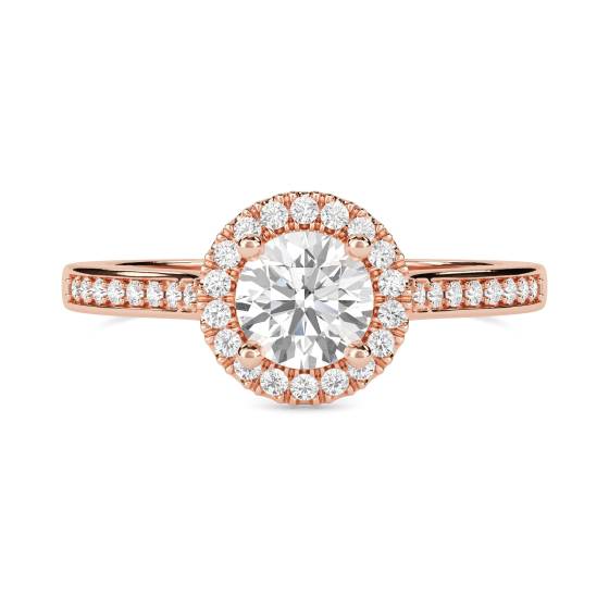 Round Diamond Single Halo Shoulder Set Ring