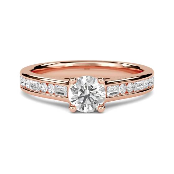 Round Diamond Shoulder Set Ring With Matching Band