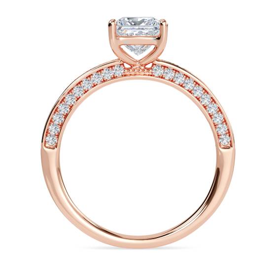 Unique Princess & Round Diamond Engagement Ring