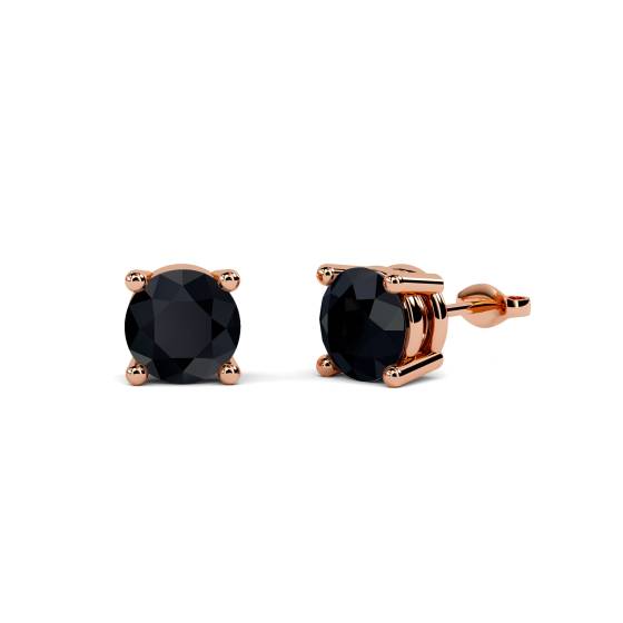 Round Black Diamond Earrings