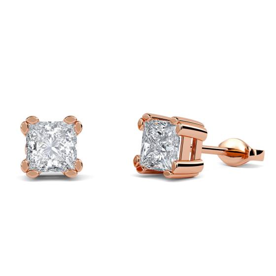 Split Petal Princess Cut Diamond Earrings