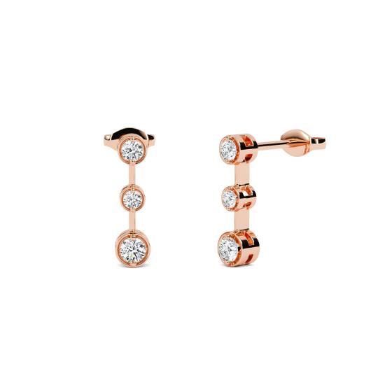 Elegant Round Diamond Drop Earrings