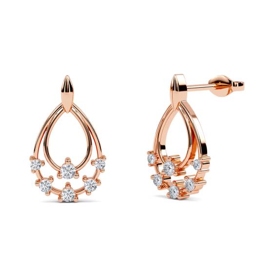 Elegant Round Diamond Drop Earrings