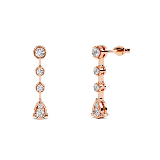 Elegant Round Diamond Drop Earrings