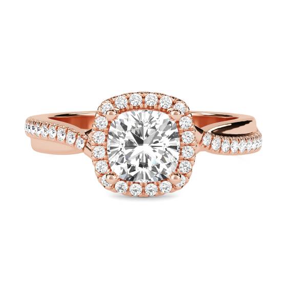 Cushion Diamond Single Halo Shoulder Set Ring