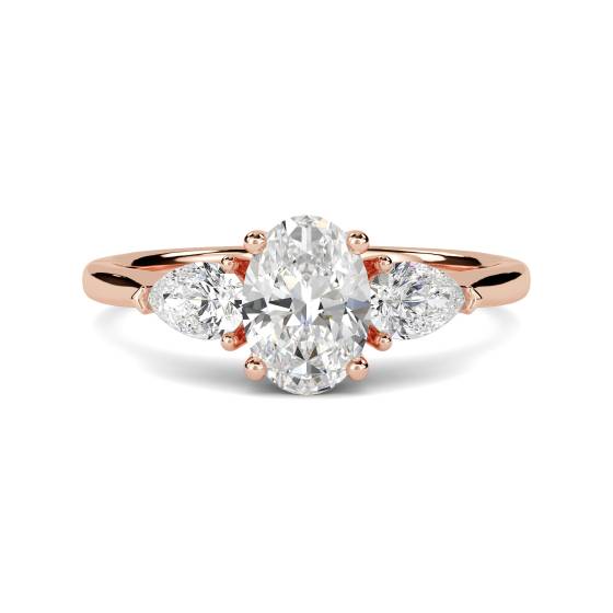 Traditional Oval and Pear Diamond Trilogy Ring