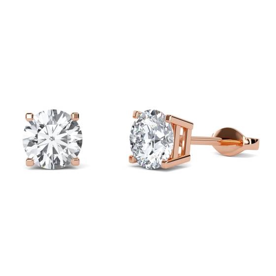 Squared Claw Round Diamond Designer Earrings