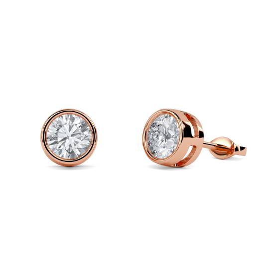 Round Diamond Bezel Set Designer Earrings