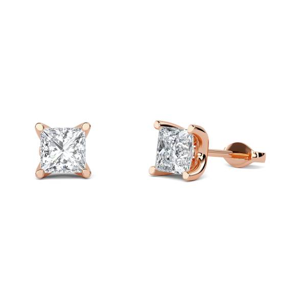 U Prong Princess Diamond Earrings