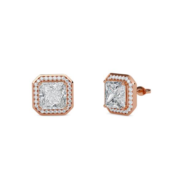 Princess Diamond Single Halo Earrings