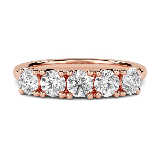 5 Stone Round Diamond Half Eternity Ring