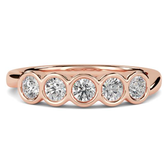 DHHET153 5 Stone Round Diamond Bezel Set Half Eternity Ring