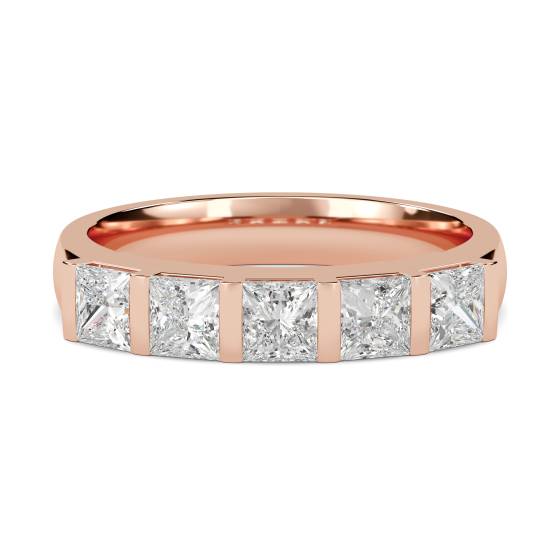 5 Stone Princess Diamond Half Eternity Ring