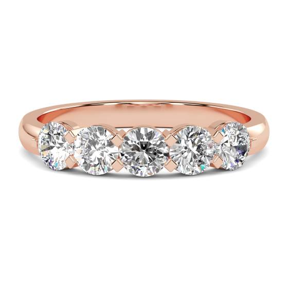 5 Stone Round Diamond Half Eternity Ring