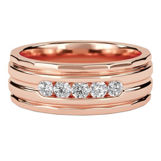 7mm Mens Round Diamond Ring