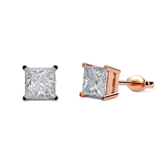 Traditional Princess Diamond Stud Earrings