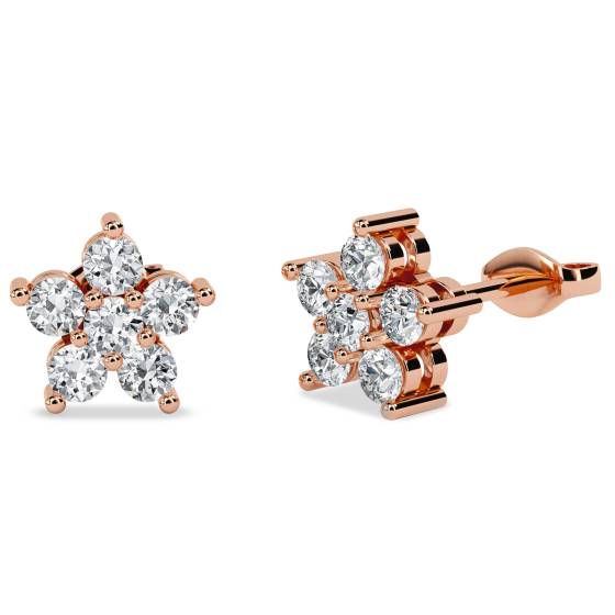 Round Diamond Cluster Earrings