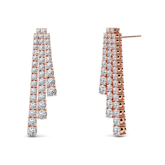 Modern Round Diamond Drop Earrings