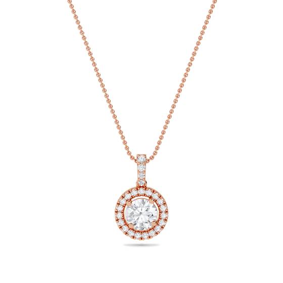 0.85ct Round Diamond Single Halo Pendant