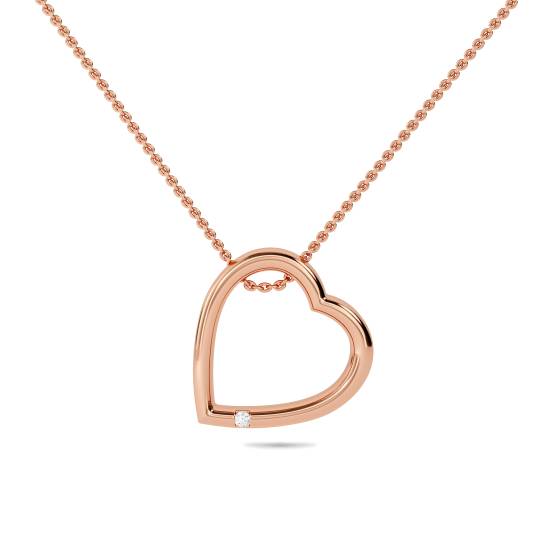 Classic Round Diamond Double Heart Pendant