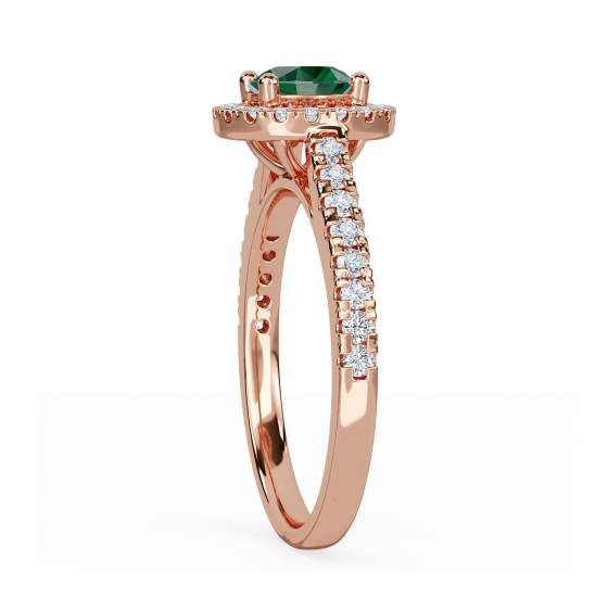 Emerald Gemstone and Round Diamond Halo Ring