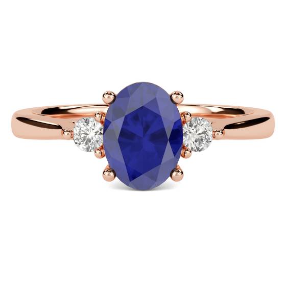 1.80ct Oval Blue Sapphire and Diamond Trilogy Ring