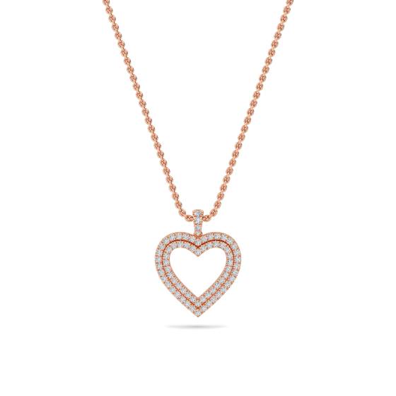 Classic Round Diamond Heart Pendant